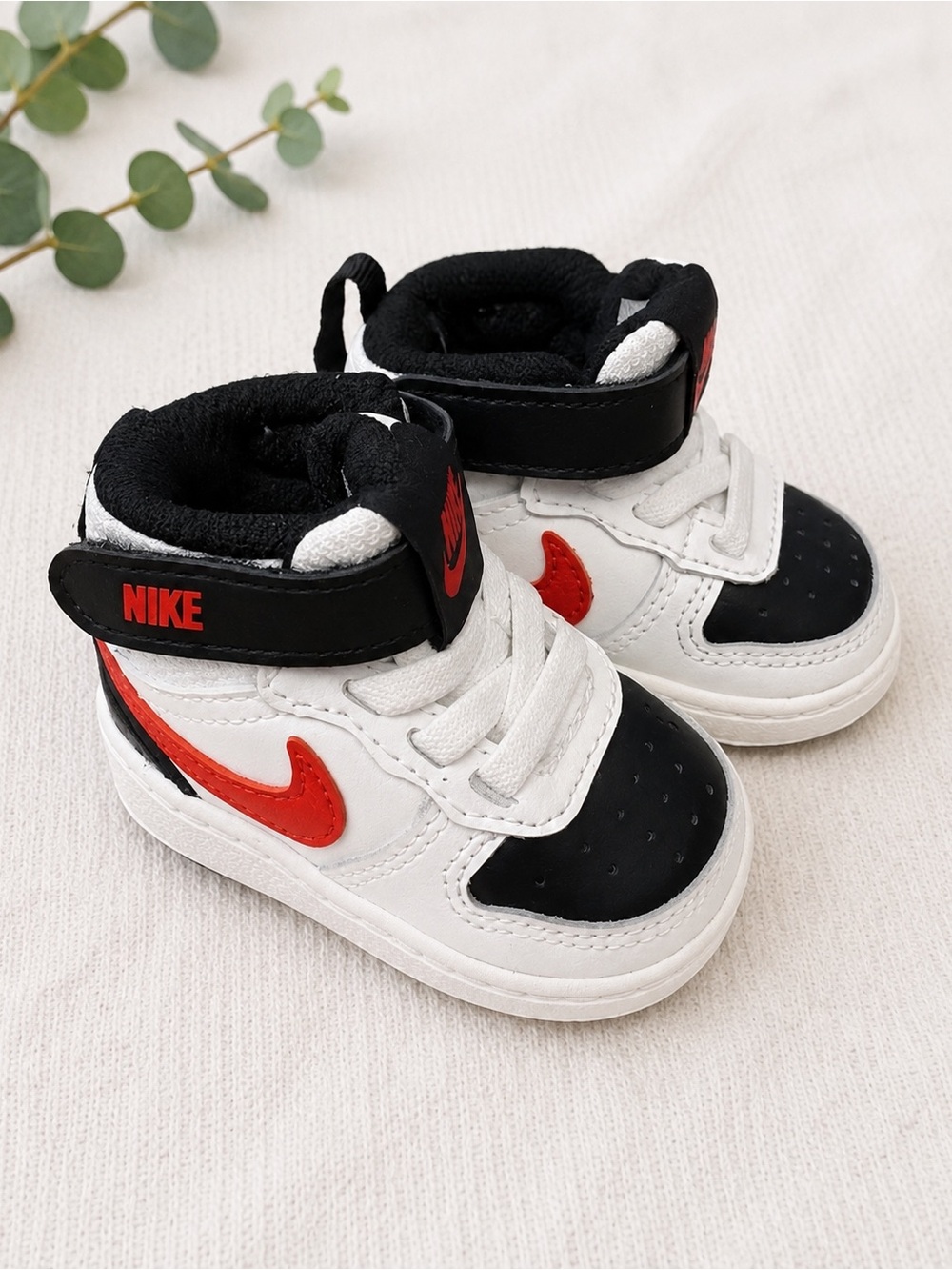 Nike High Top Toddler Sneakers Size 2C White Black Red Shoes